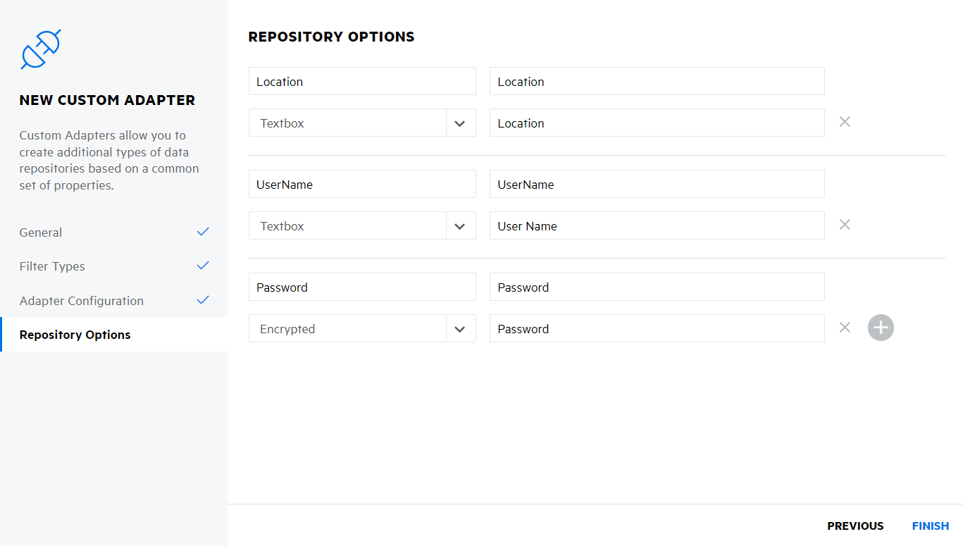 Fusion Custom Adapters Repository Options